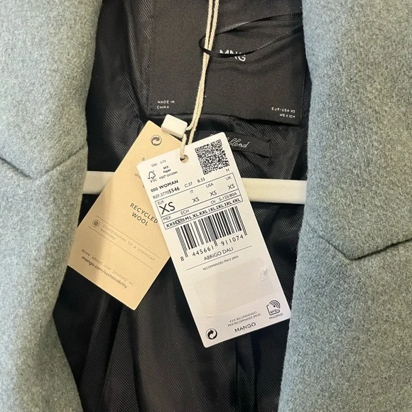 NEW Mango Wool Blend Double-Breasted Coat, Size XS - Picture 5 of 14